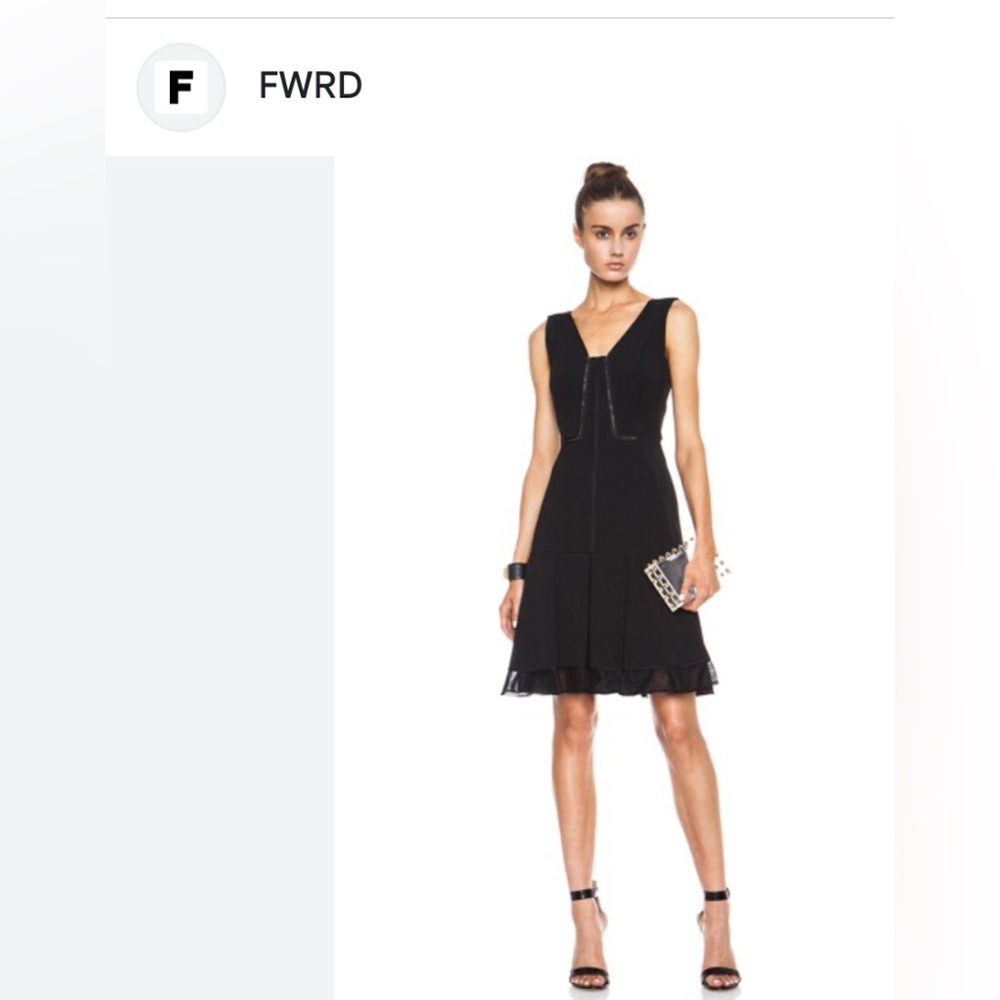 J Mendel Near New BLk Cocktail Dress ft Lace Paneling&Lace Overlay Box Pleat Hem